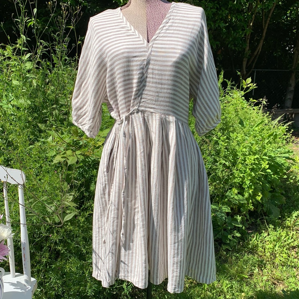 MODASPIA French Stripe Linen Dress